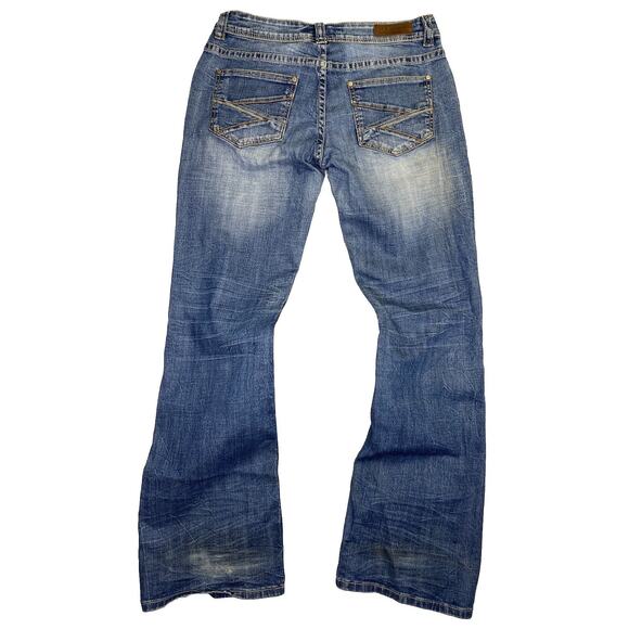 Rock And Roll Jeans Womens 30x34 (32x33) Blue Western Mid Rise Riding Bootcut - Picture 2 of 9